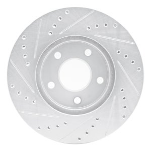 Chevrolet Cobalt Brake Rotor (1) - Front Right - R1 Concepts - Drilled & Slotted - Silver - `07-`10